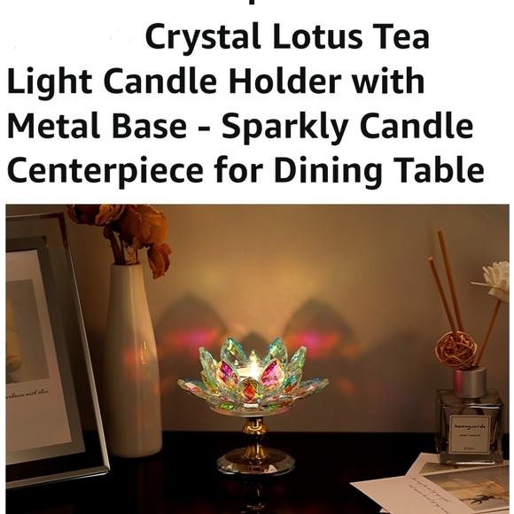 Lotus Petals Votive Candle Stand with Glass Base Lotus Tea candle h… - Picture 10 of 10